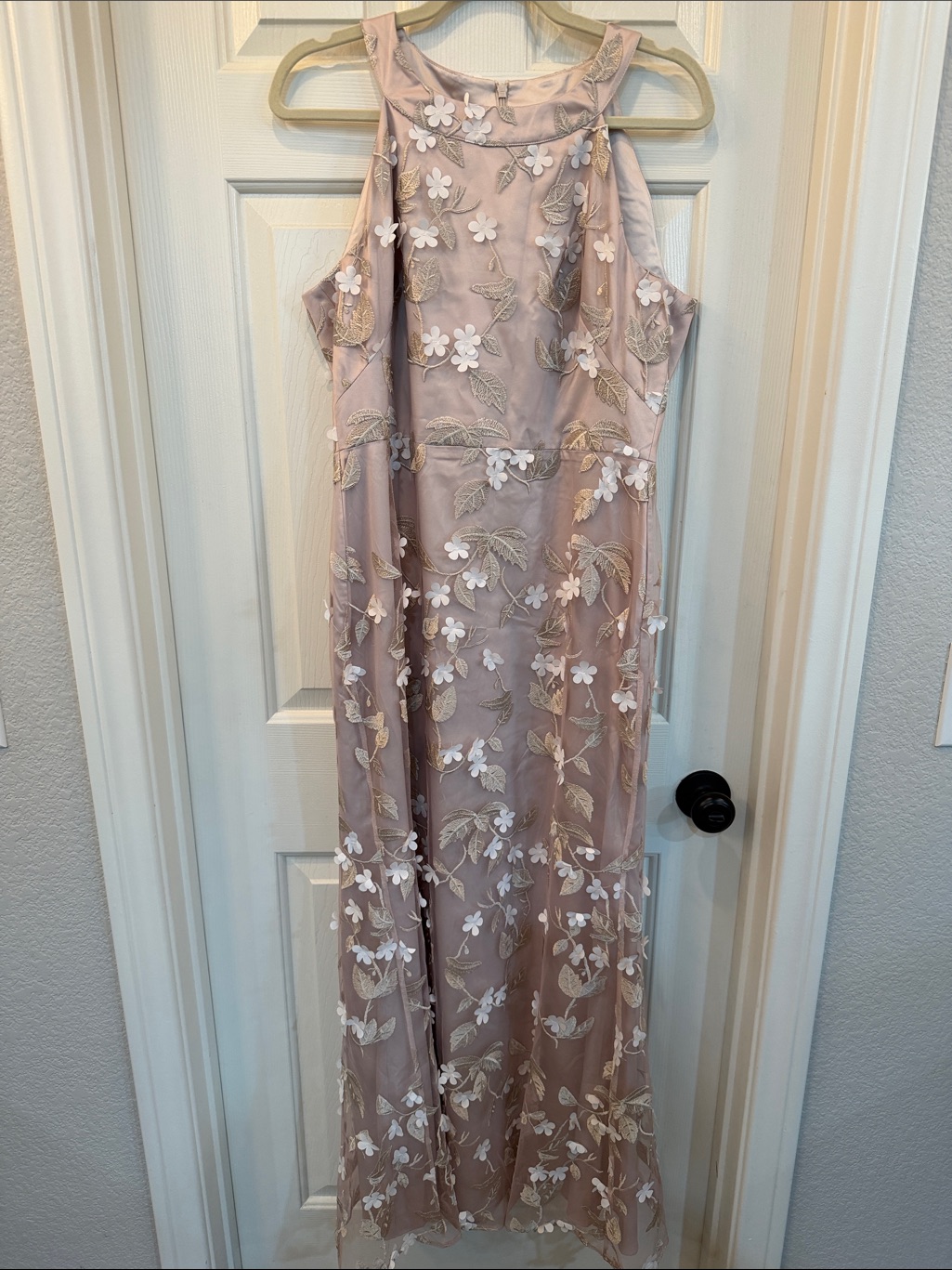 Eliza J Dusty Blush Floral Appliqu Dress